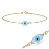 Rose Gold Plated Huge Evil Eye Silver Bracelet BRS-206-RO-GP